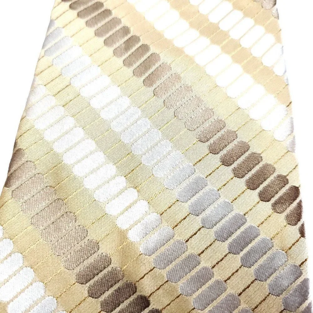 Gianfranco Ruffini Italy Yellow Striped Woven Silk Tie‎